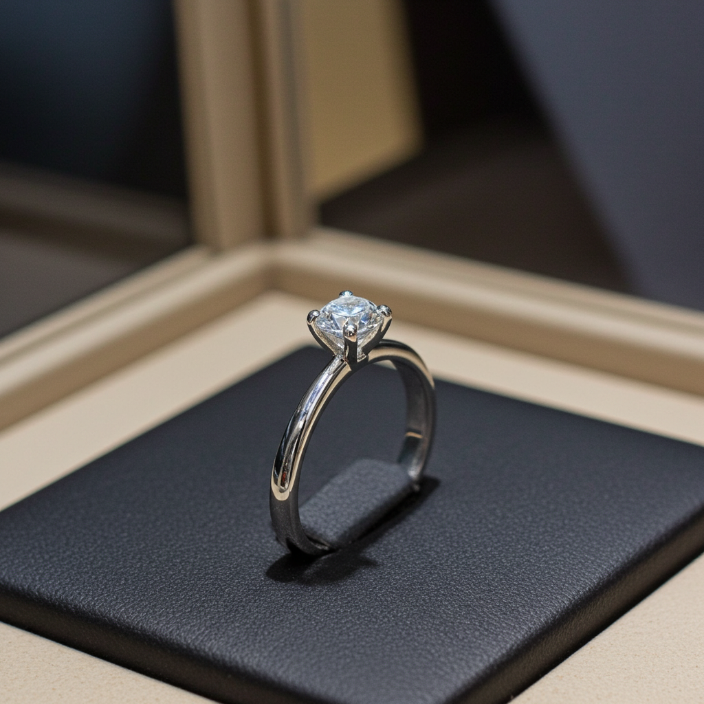 Anello Solitario - 18carati Oro bianco - 0.43ct. tw. Diamante (Naturale)