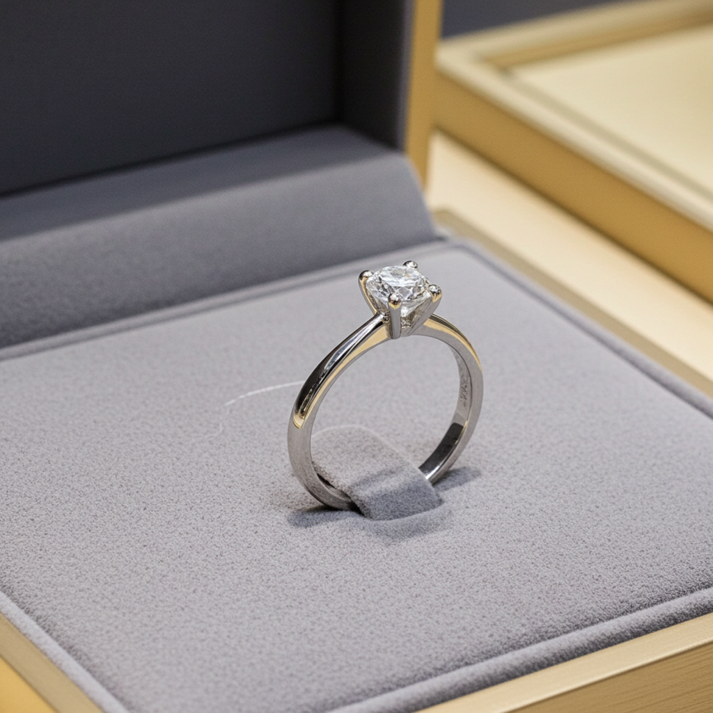 Anello Solitario - 18carati Oro bianco - 0.60ct. tw. Diamante (Naturale)