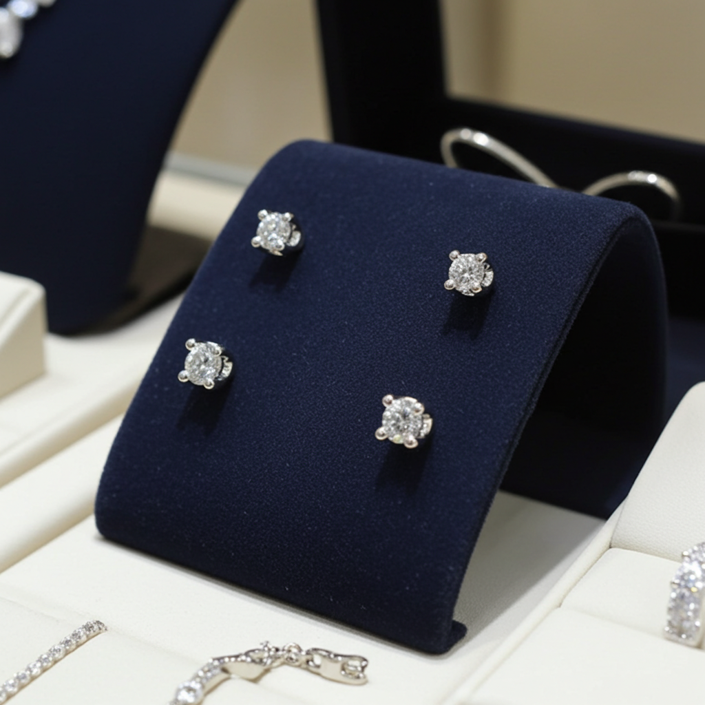 orecchini punto luce certificato HRD in oro bianco 18k e 2 diamanti naturali 0,80 ct