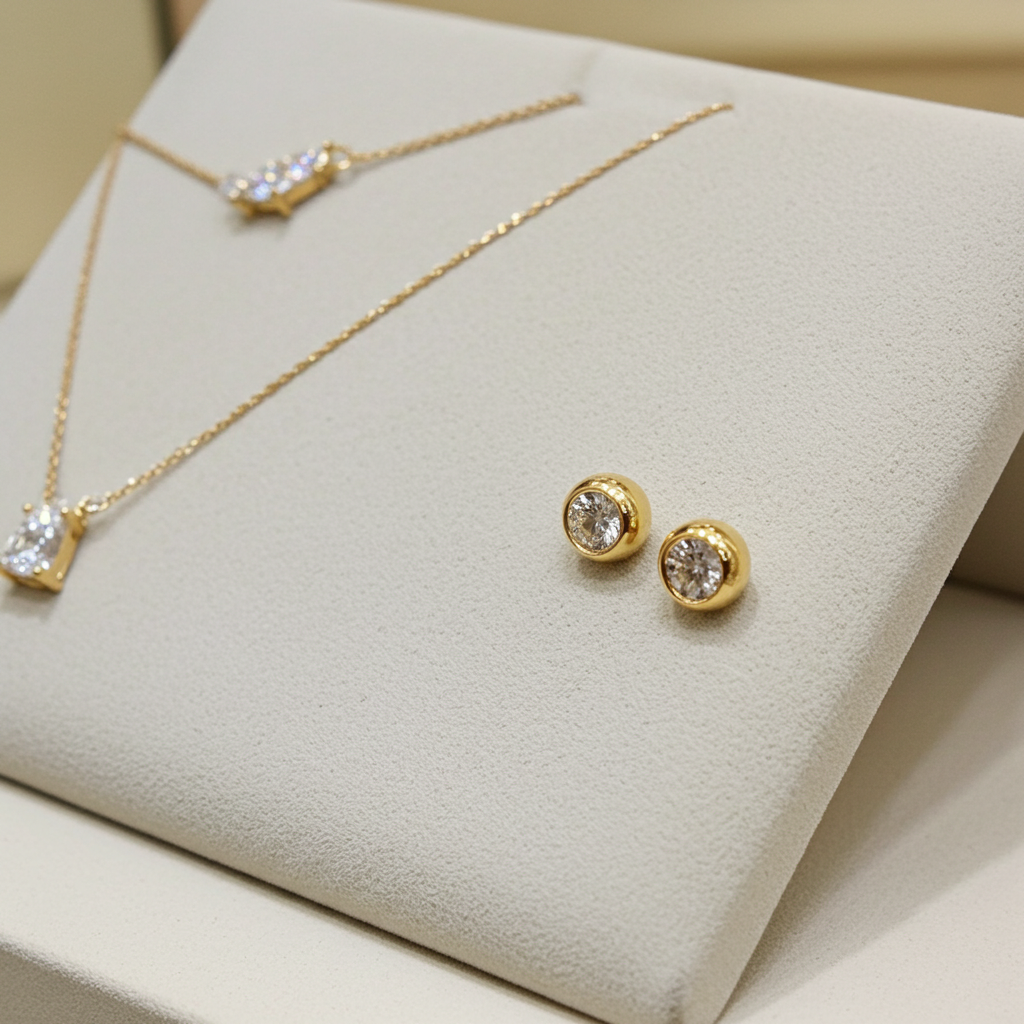orecchini punto luce a cipolla in oro giallo 18k e 2 diamante naturali 0,30 ct