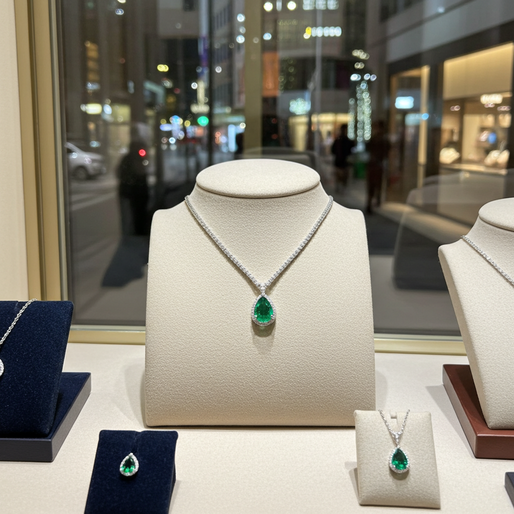 Collana tennis in oro e smeraldo e diamanti naturali 8.44 ct