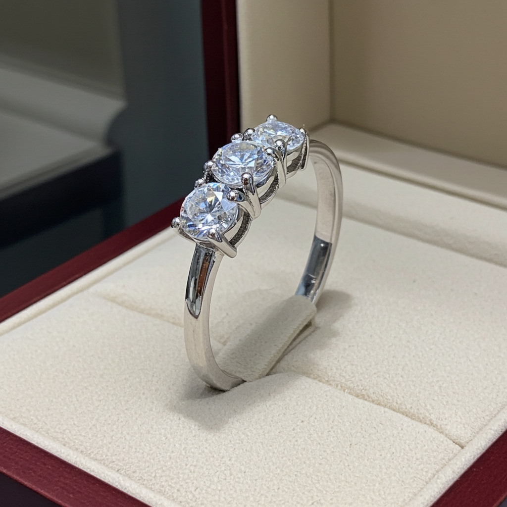 Anello Trilogy- 18 carati Oro bianco - 1.01ct. tw. Diamante (Naturale) - Diamante -D COLOR VVS1