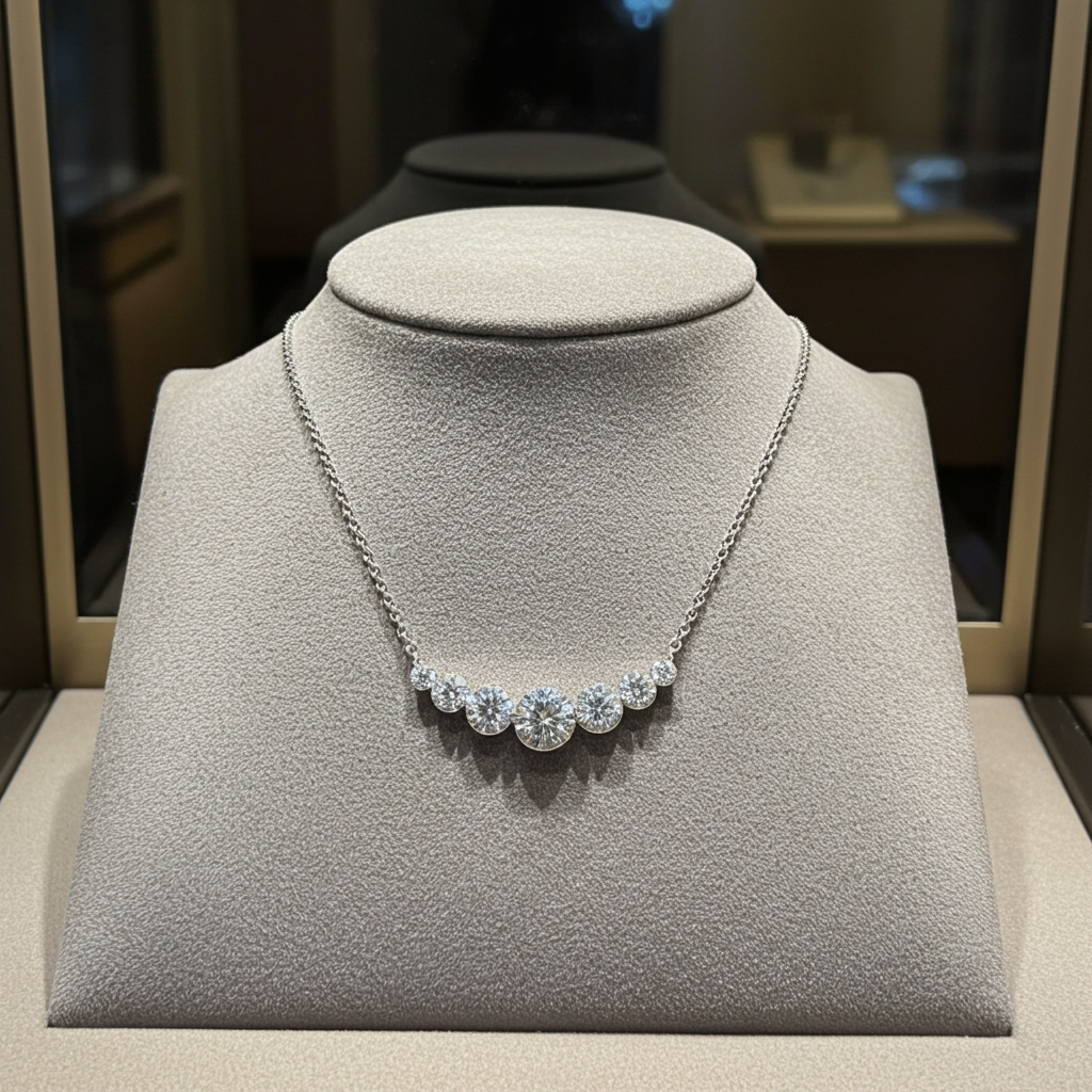 Collana in oro bianco con 7 diamanti naturali 0,88 ct