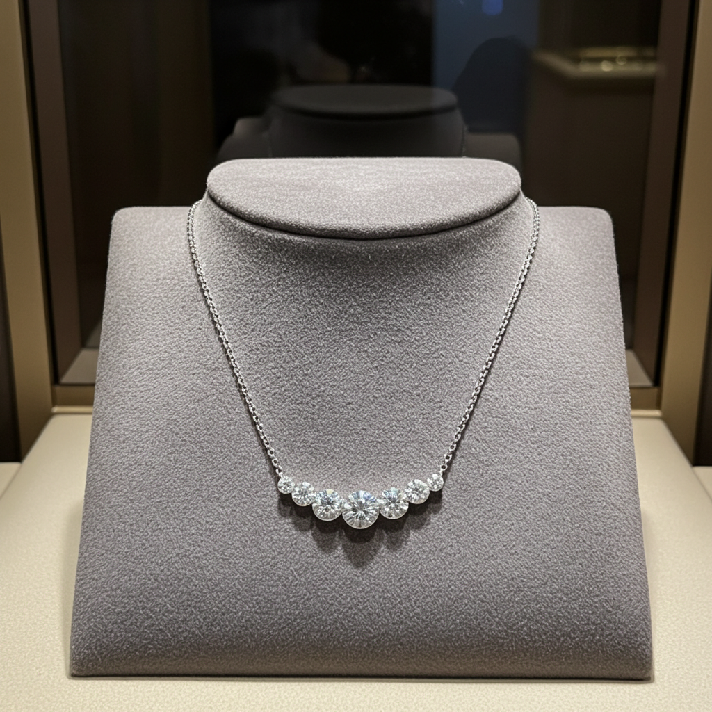 Collana in oro bianco con 7 diamanti naturali 0,88 ct