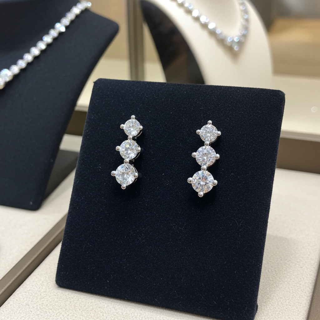 Orecchini - 18 carati Oro bianco - 0.60ct. tw. Diamante (Naturale)