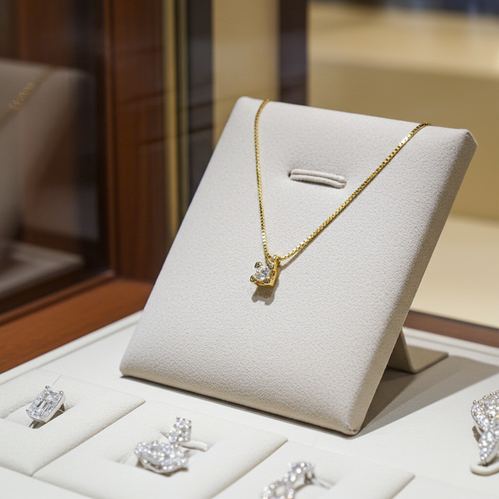 ciondolo punto luce in oro giallo 18k e diamante naturali 0,35 ct