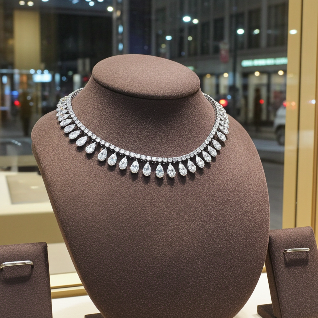 Collana Tennis - 18 carati Oro bianco - 7.47ct. tw. Diamante (Naturale)