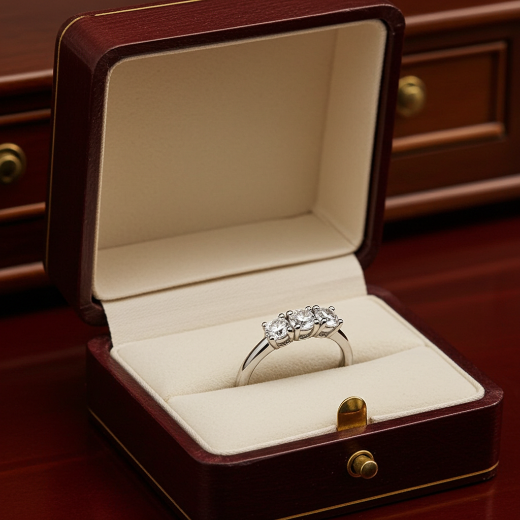 Anello trilogy , diamanti naturali 1.20 ct certificato IGI D IF