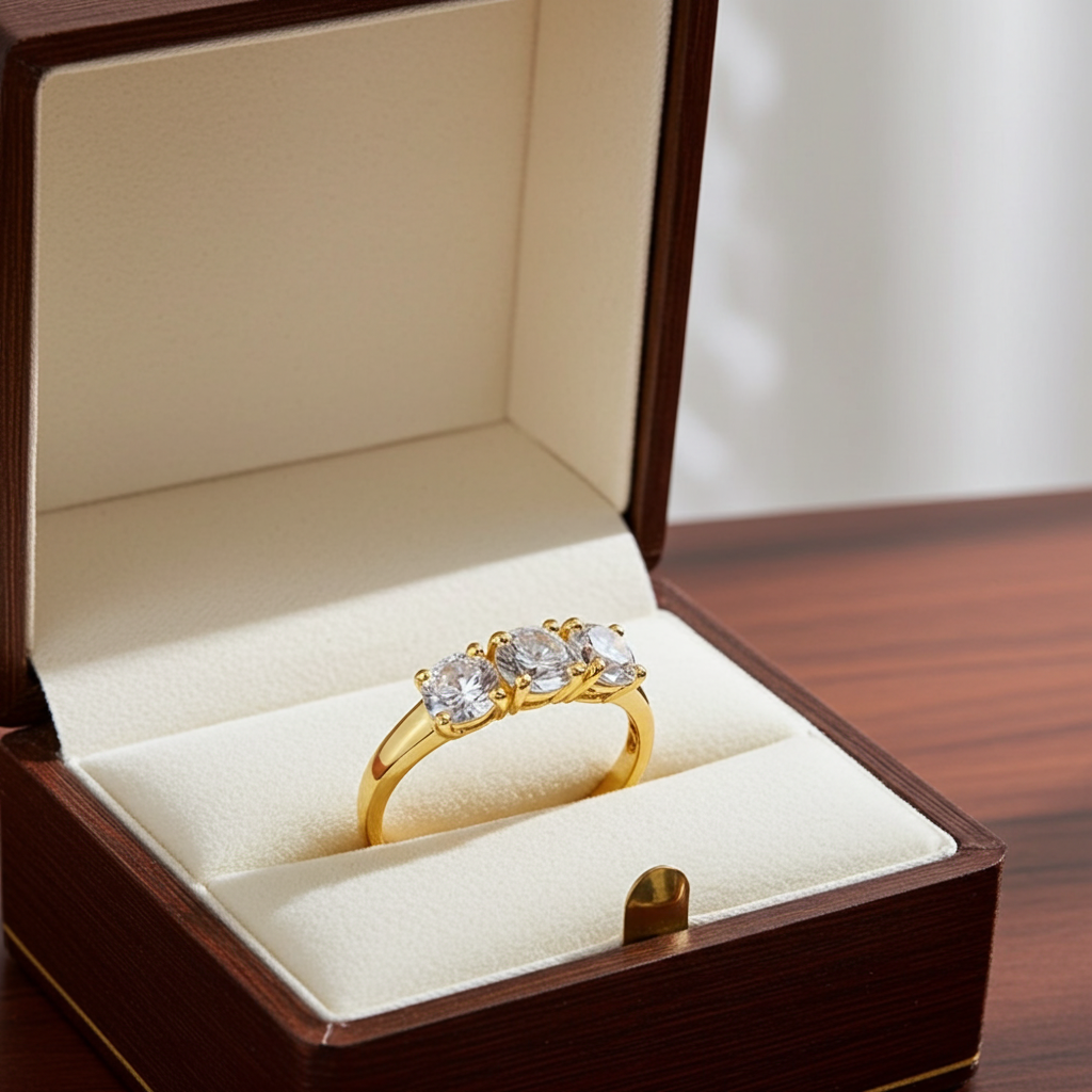 Anello Trilogy -0.90ct Diamanti Naturali