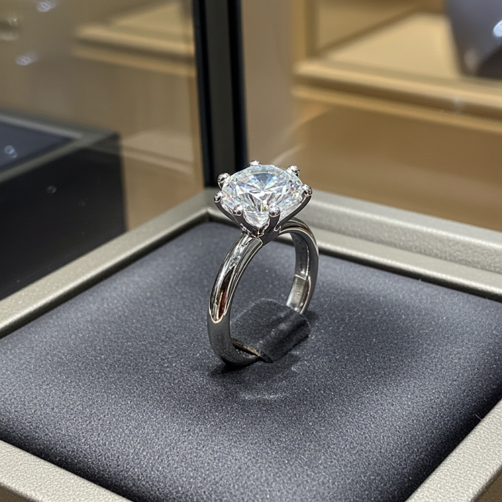 Anello solitario diamante naturale  0.50ct certificato IGI D IF