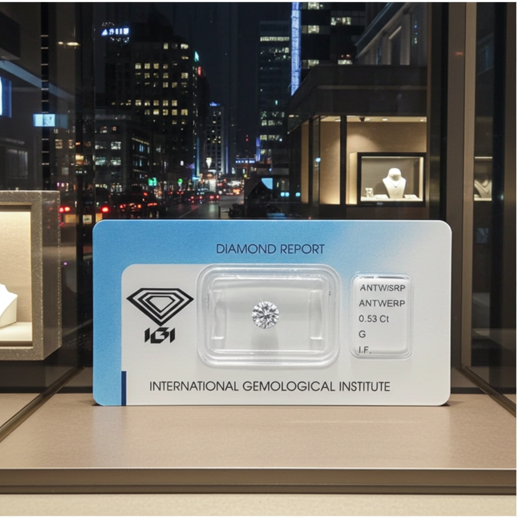 diamante certificato IGI Taglio brillante 0,53ct G IF