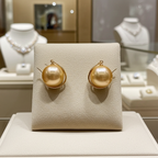 Orecchini - 18 carati Oro giallo - Perle di mare del Sud da 11x12mm