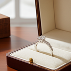 Anello fidanzamento in oro bianco 18k e diamanti naturali certificato igi 0.69ct