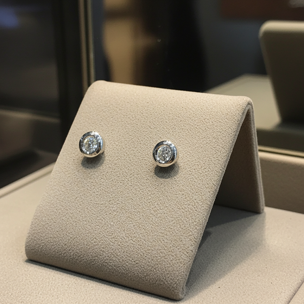 orecchini punto luce a cipollina in oro bianco 18k e 2 diamante naturali 0,30 ct