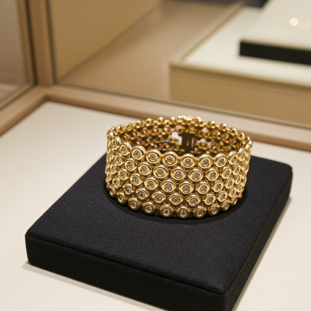 Bracciale tennis in oro giallo e diamanti naturali 25.20 ct