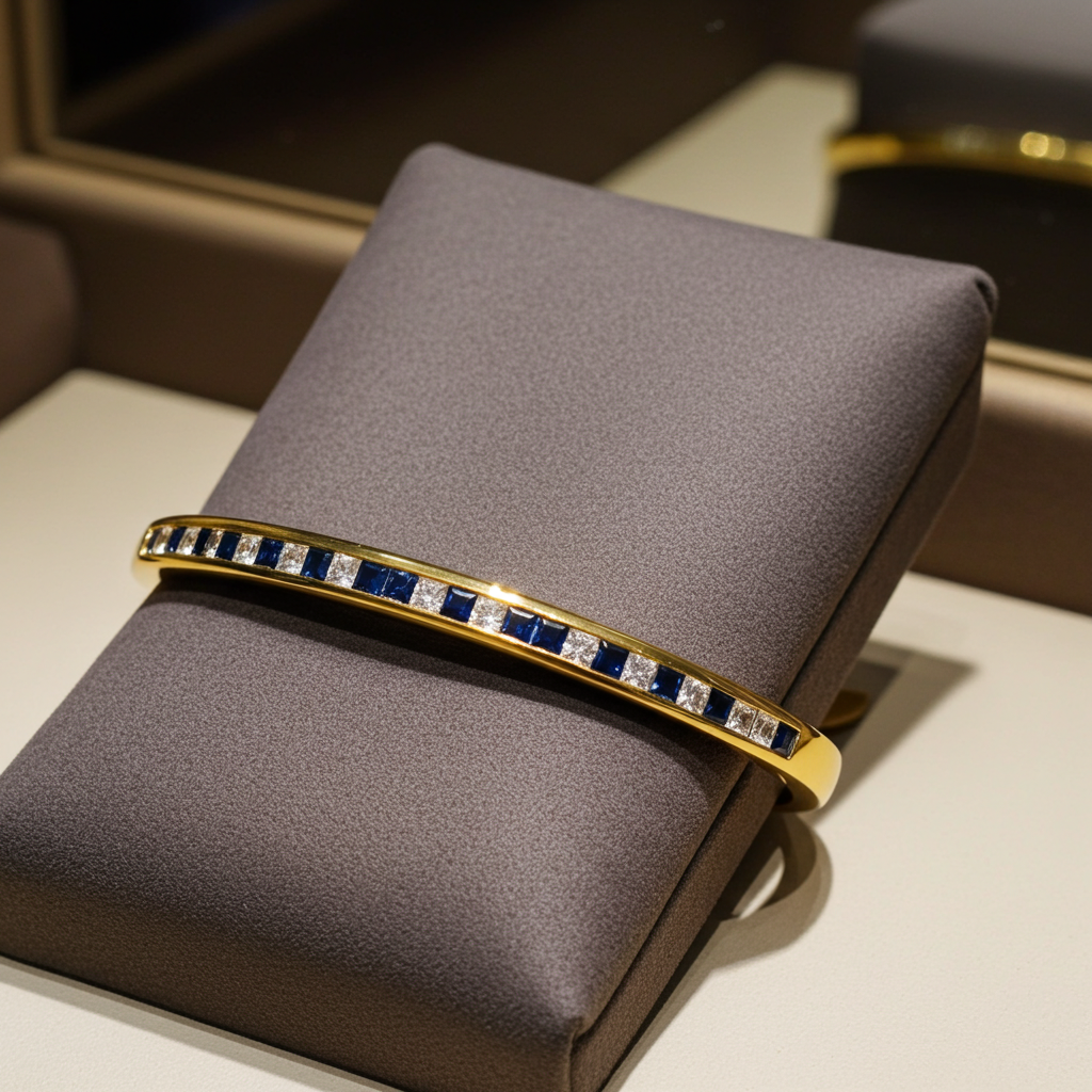 Bracciale - 18 carati Oro giallo,  con diamanti e zaffiri naturali