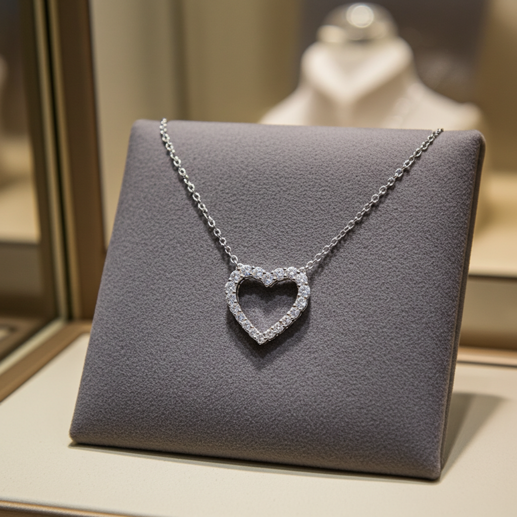 Collana Cuore - 18 carati Oro bianco - 1.00 ct. tw. Diamante Naturali