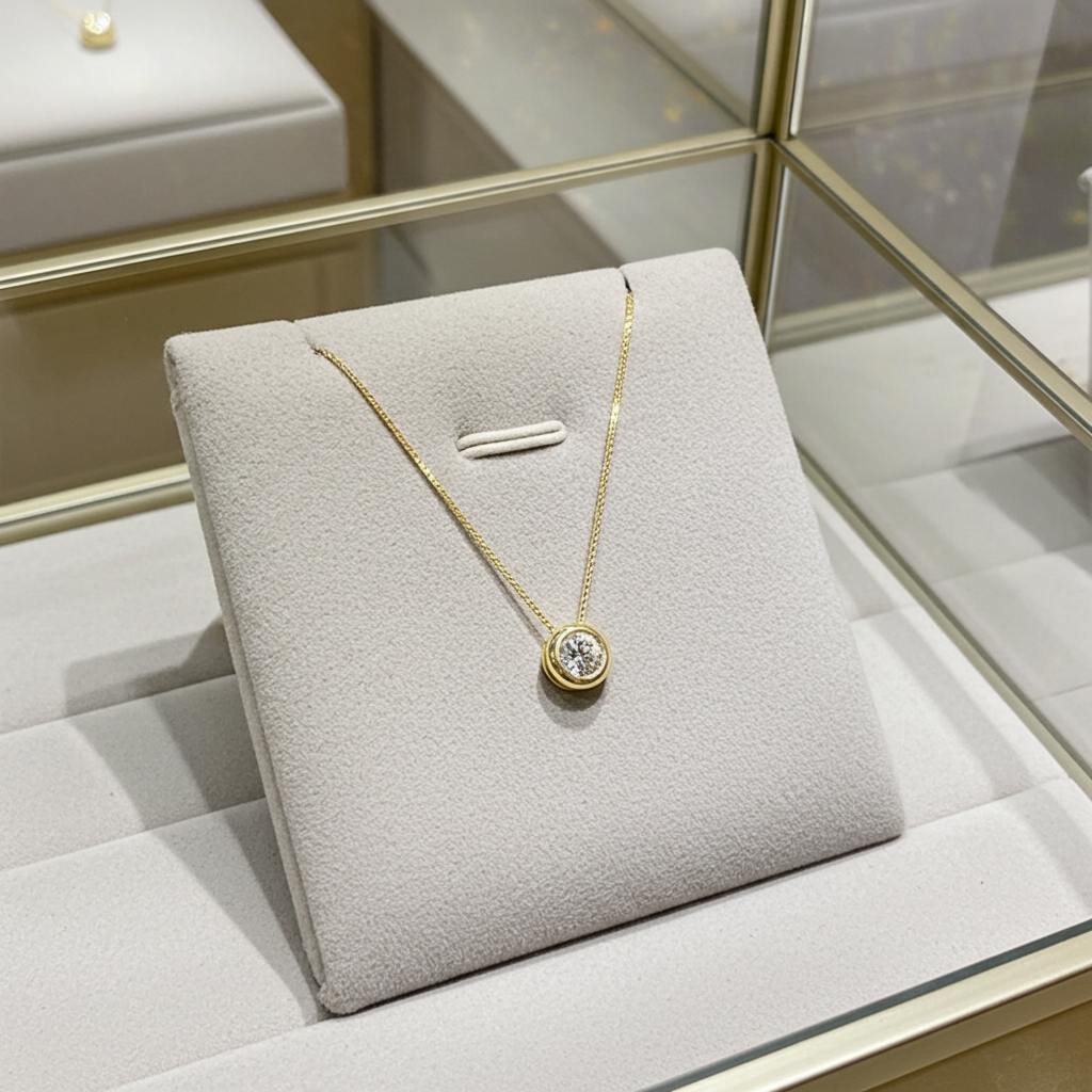 ciondolo  punto luce certificato HRD a cipollina in oro bianco e diamanti naturale  0,07 ct