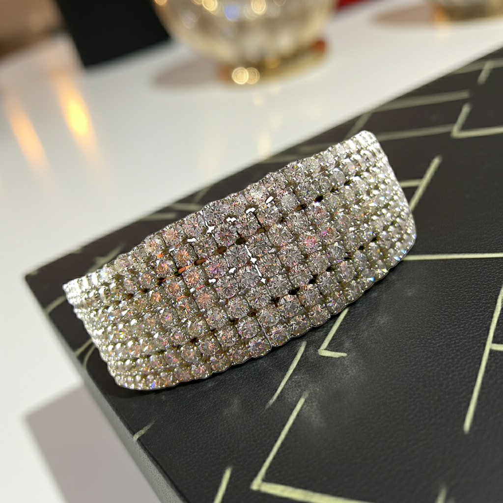 Bracciale tennis Rigido oro bianco e diamanti naturali 30ct