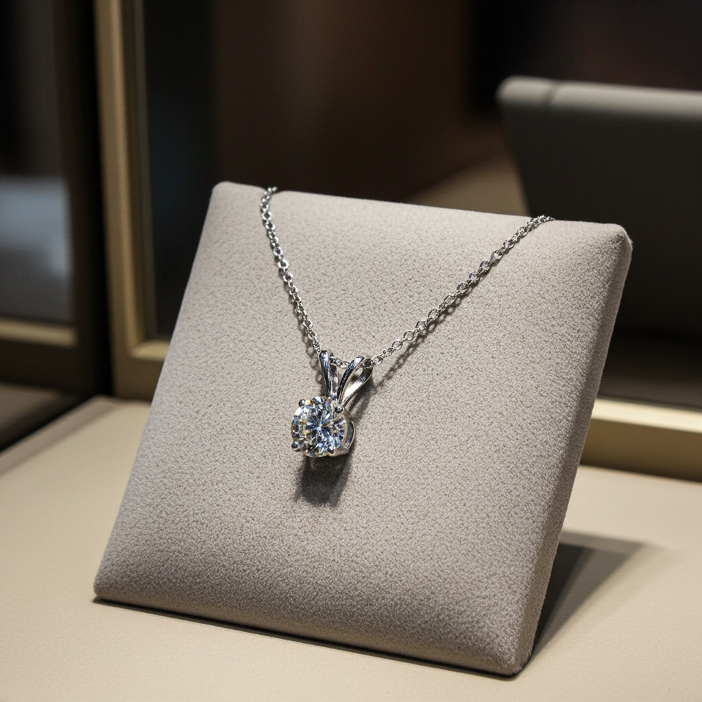 Collana con ciondolo - 18 carati Oro Bianco- 0.90ct. tw. Diamante