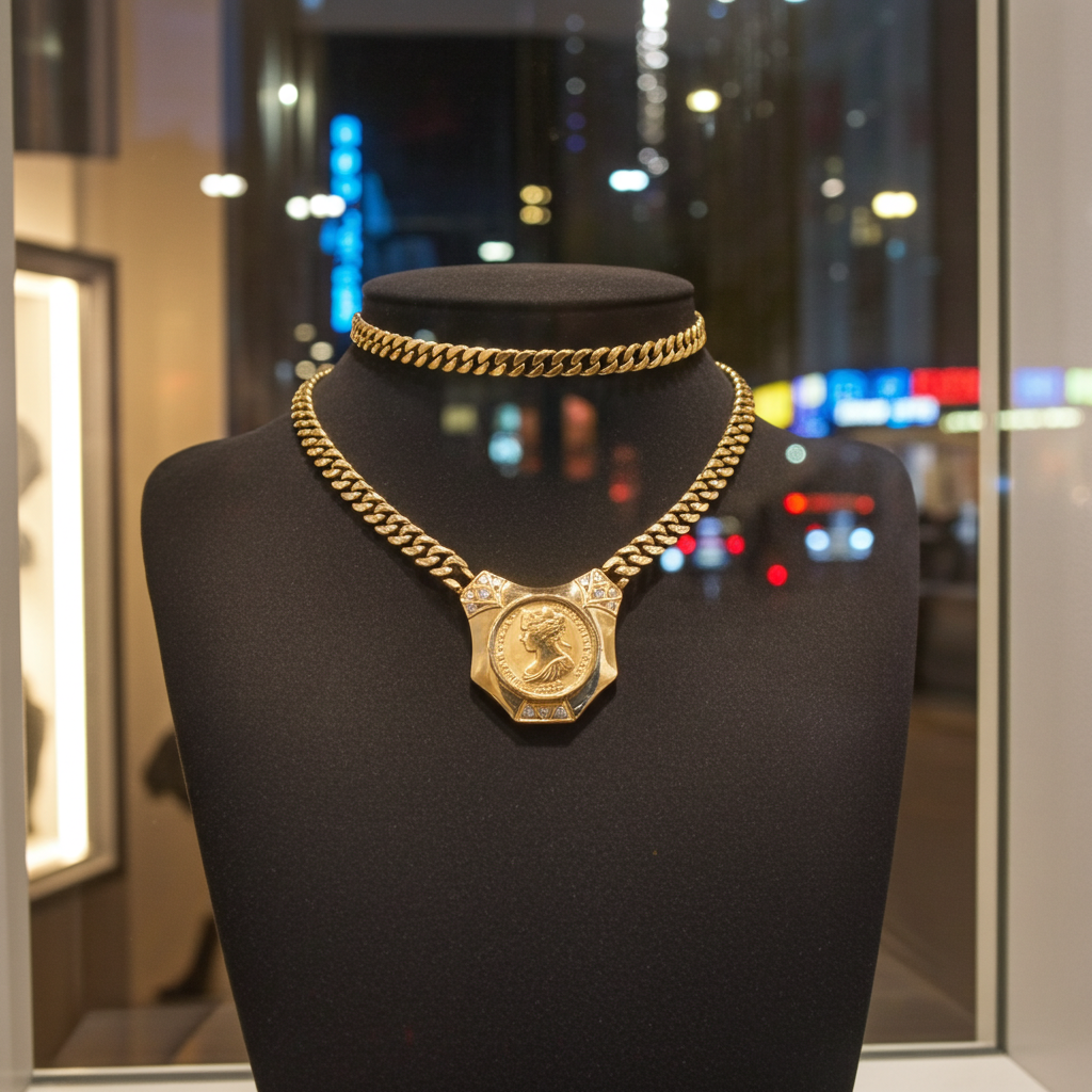 Collana in oro giallo 18k  con diamanti naturali 0.81 ct e sterline d'oro 22k