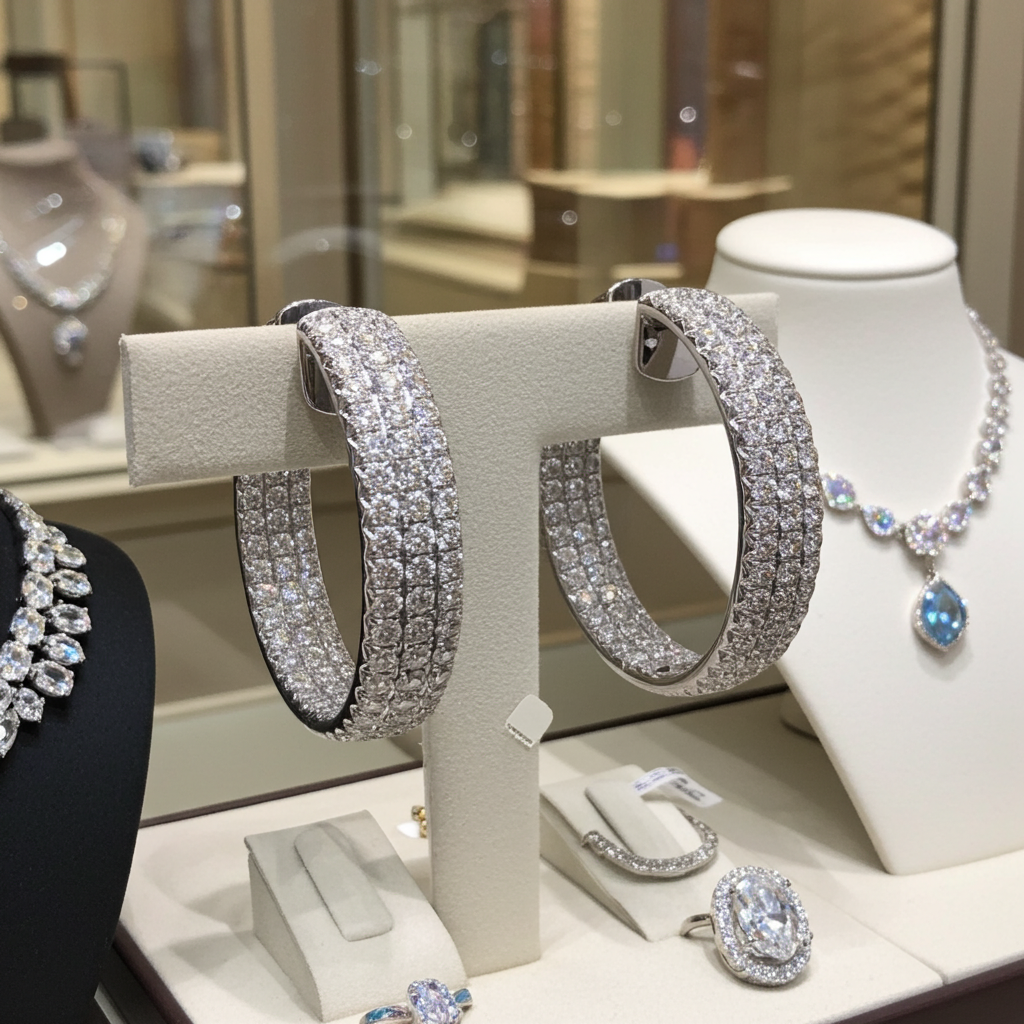 Orecchini a Cerchio  in oro bianco 18k con diamanti Naturali 10,65 carati