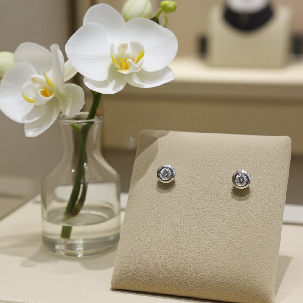 orecchini punto luce a cipollina in oro bianco 18k e 2 diamante naturale 0,70 ct