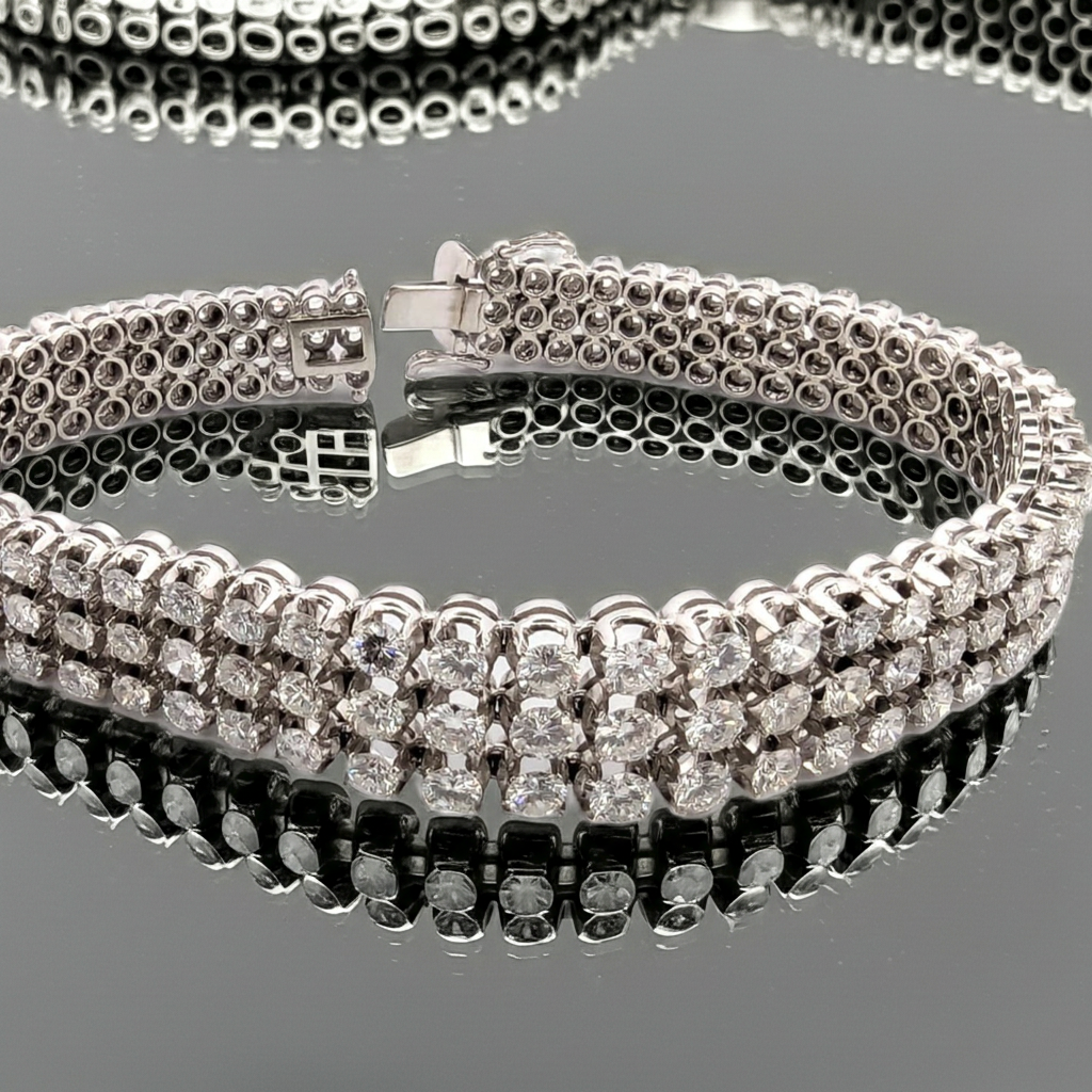 Bracciale Tennis - 18 carati Oro bianco, 14 ct Diamante (Naturale)