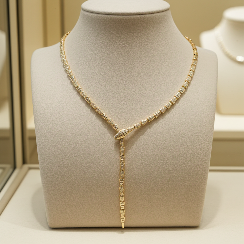 Collana serpente in oro giallo 18k e diamanti naturali 2.50ct