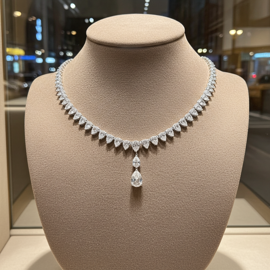 Collana tennis in oro bianco 18k e diamanti naturali 42ct