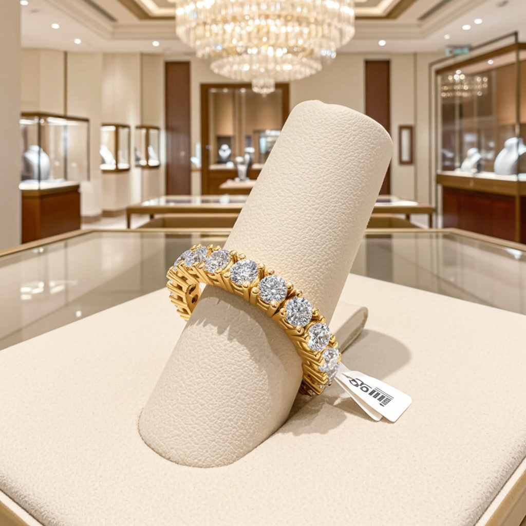 Anello veretta certificato HRD in oro giallo 18k con diamanti naturali 3,85 ct