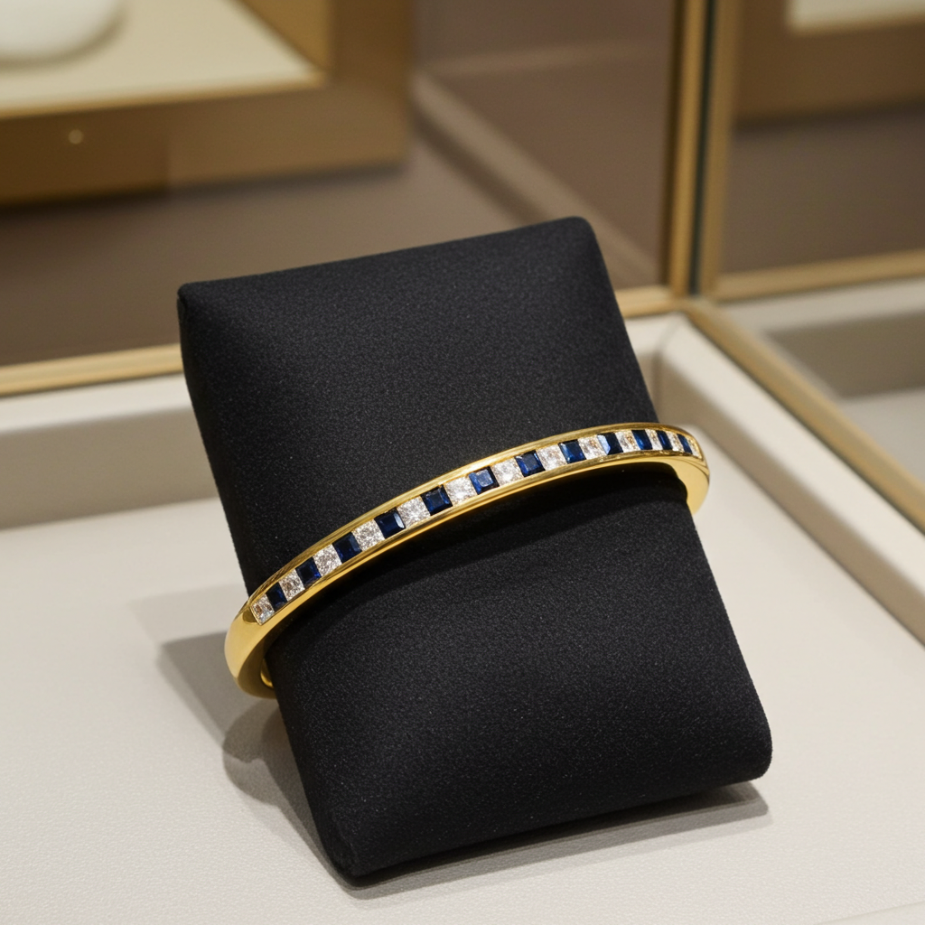 Bracciale - 18 carati Oro giallo,  con diamanti e zaffiri naturali