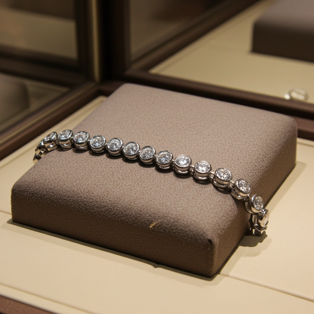 bracciale tennis a cipollina in oro bianco 18k e diamanti naturali 3,80ct