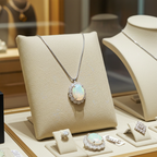 Collana in oro bianco 18k e diamante naturale e opale 3.00ct