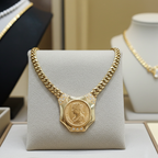 Collana in oro giallo 18k  con diamanti naturali 0.81 ct e sterline d'oro 22k