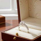 Anello fidanzamento in oro bianco 18k e diamanti naturali certificato igi 0.54ct