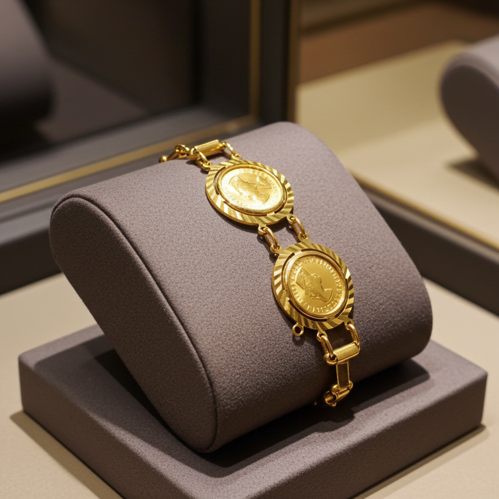 Bracciale Sterline in oro 22k con  5 sterline oro 22k