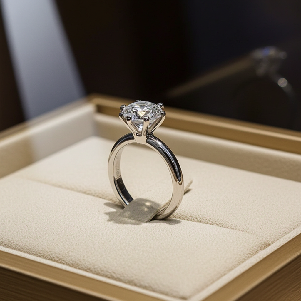 Anello solitario diamante naturale  0.15ct certificato IGI D IF