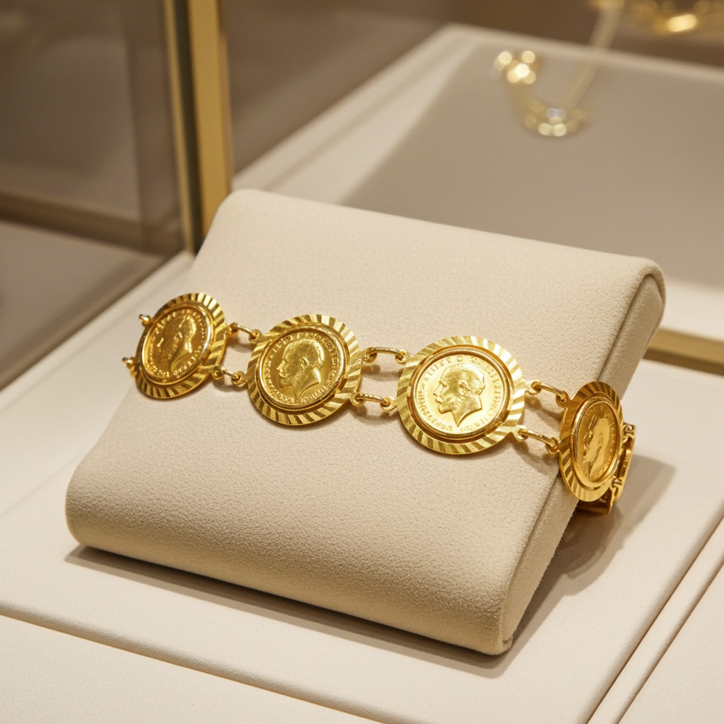 Bracciale Sterline - in oro giallo  con 7 sterline 22k