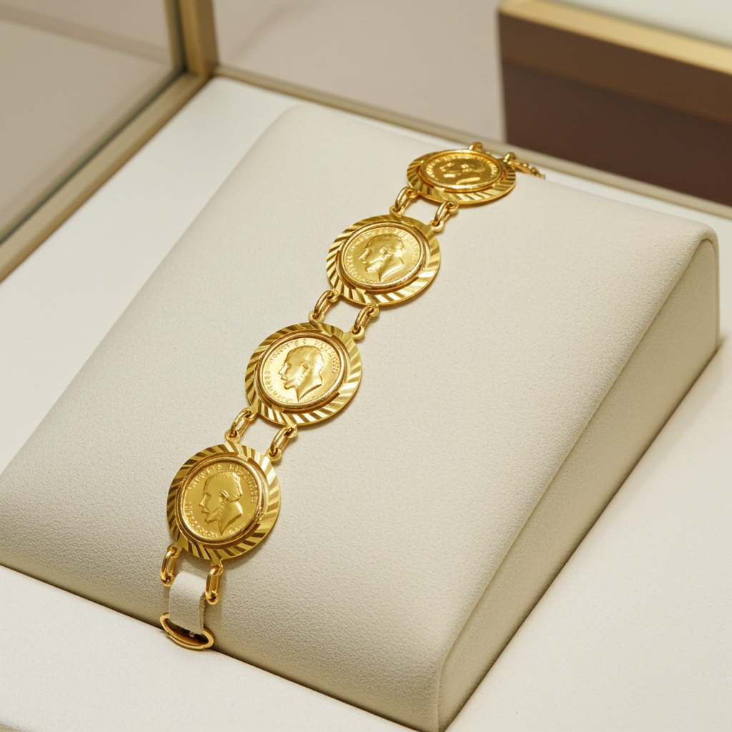 Bracciale in oro giallo con 6 sterline oro 22k