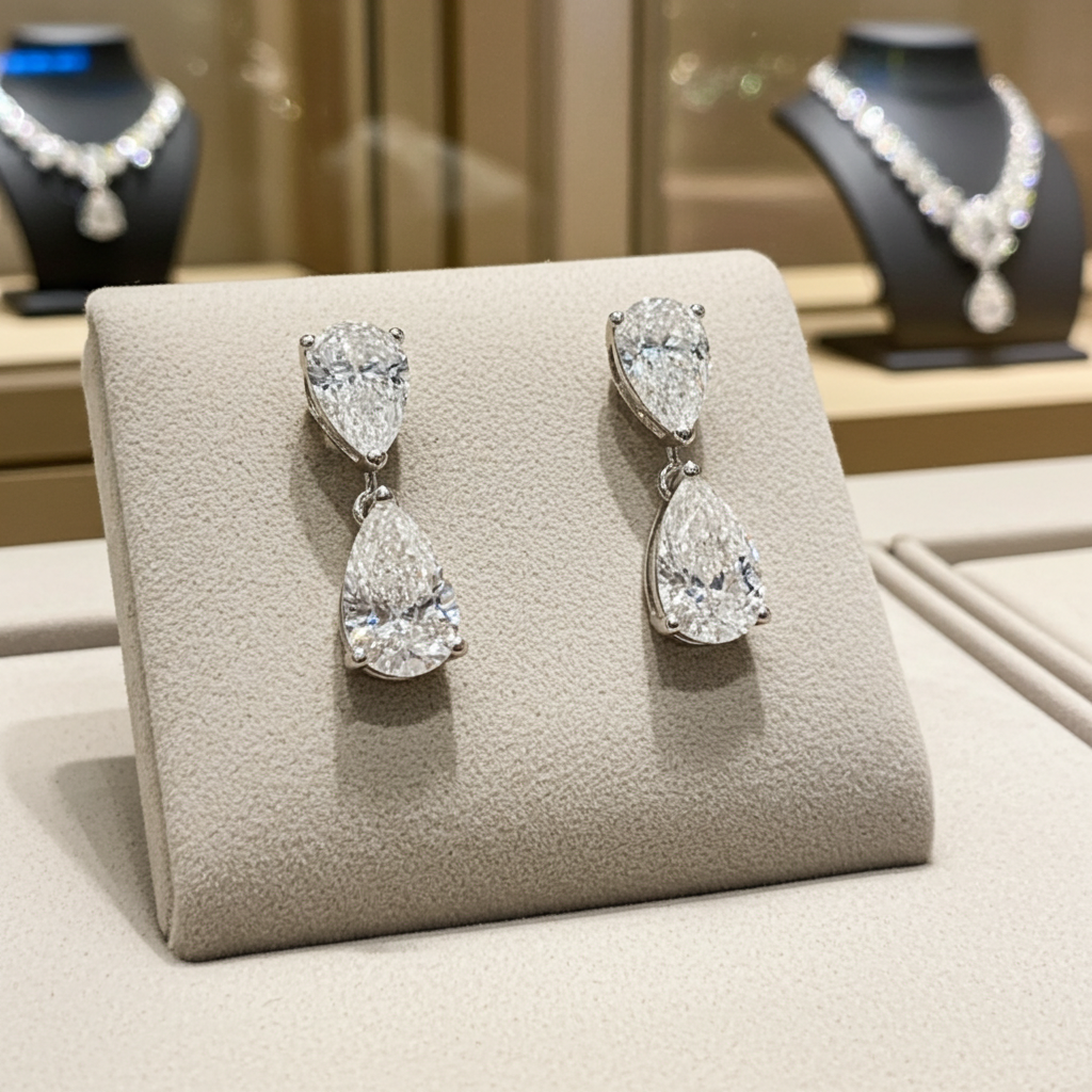 Orecchino in oro 18k con diamanti naturali taglio pera 0.60ct