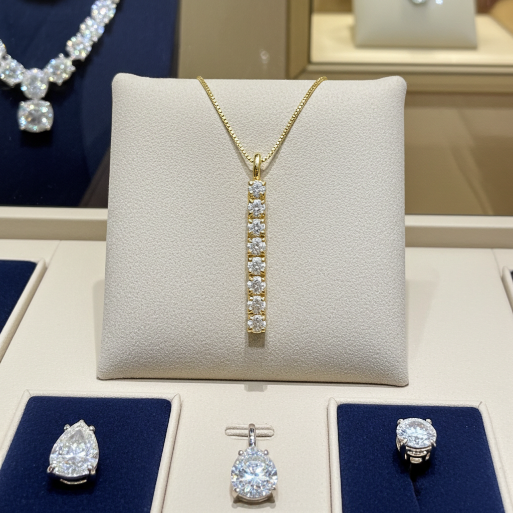 Ciondolo tennis in oro e diamante naturale 0.32ct