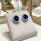 Orecchini - 18 carati Oro bianco Zaffiro - Diamante