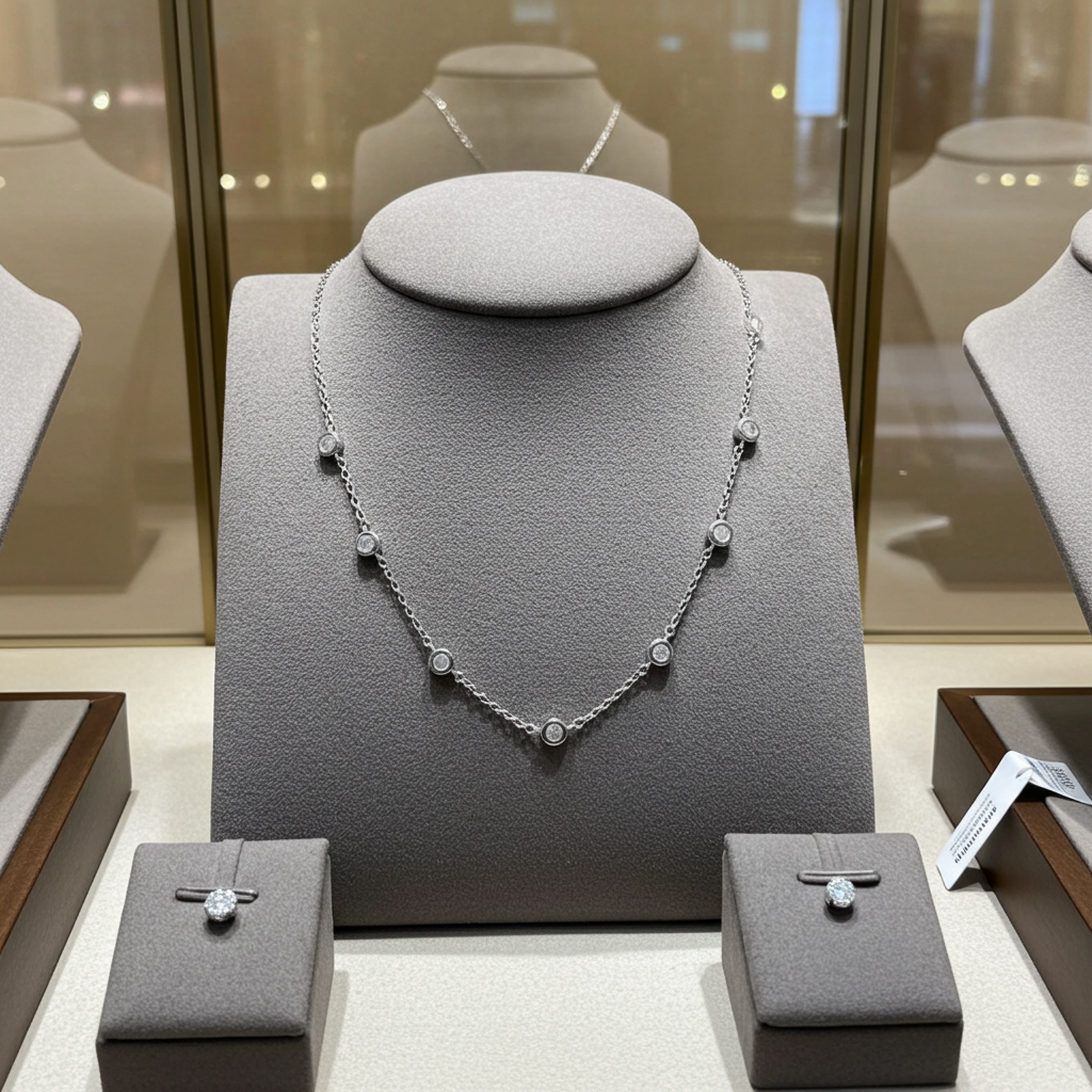 collana certificato HRD IN oro bianco  con 7 diamanti naturali 0,77 ct