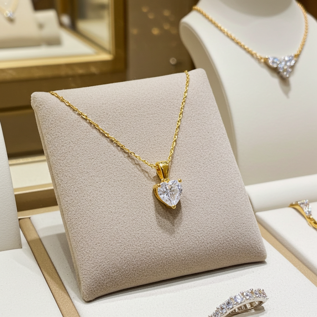 Ciondolo punto luce taglio cuore e diamante naturale 0,20 ct