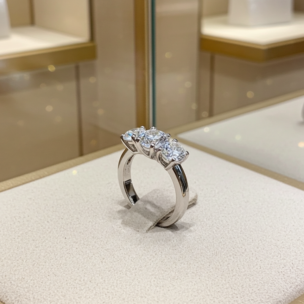 Anello trilogy , diamanti naturali 0.60ct certificato IGI D IF