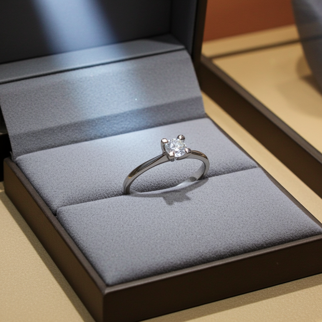 Anello solitario diamante naturale  0.50ct certificato IGI D IF