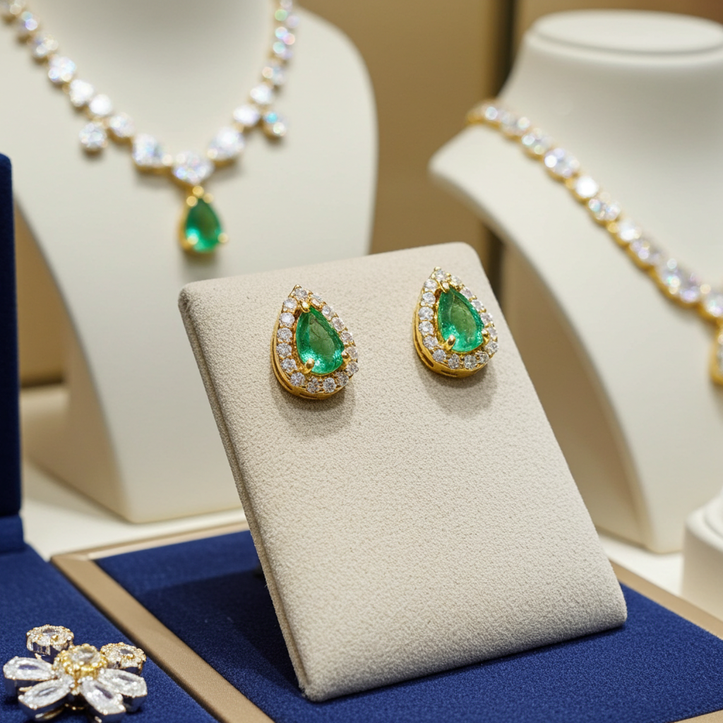 Orecchini - 18 carati Oro giallo Smeraldo - Diamante