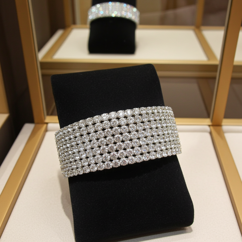 Bracciale tennis Rigido oro bianco e diamanti naturali 30ct