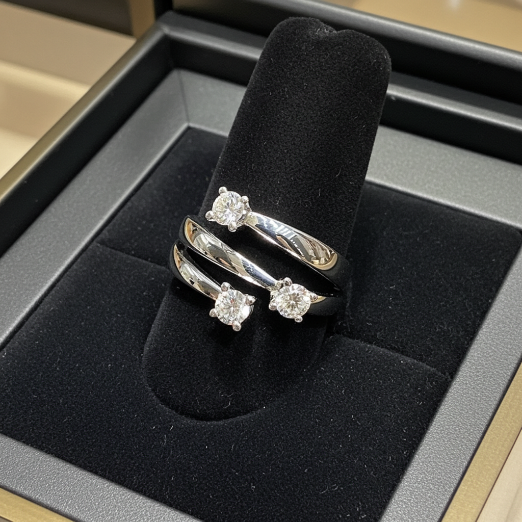 Anello trilogy , diamanti naturali 0.60ct certificato IGI D IF